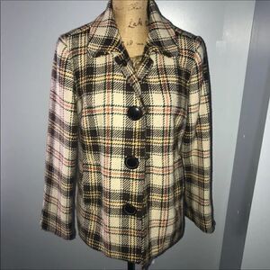 Relativity brown plaided brown pea coat size 8